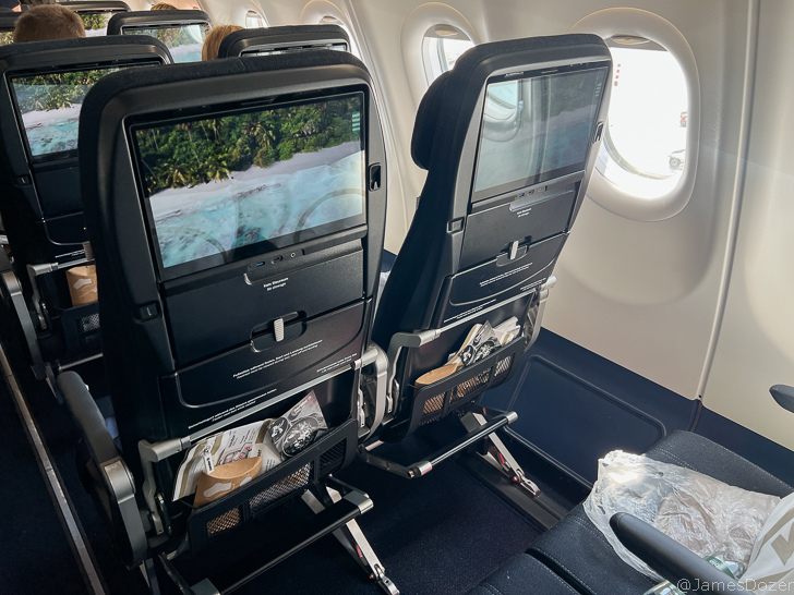 a row of seats in an airplane