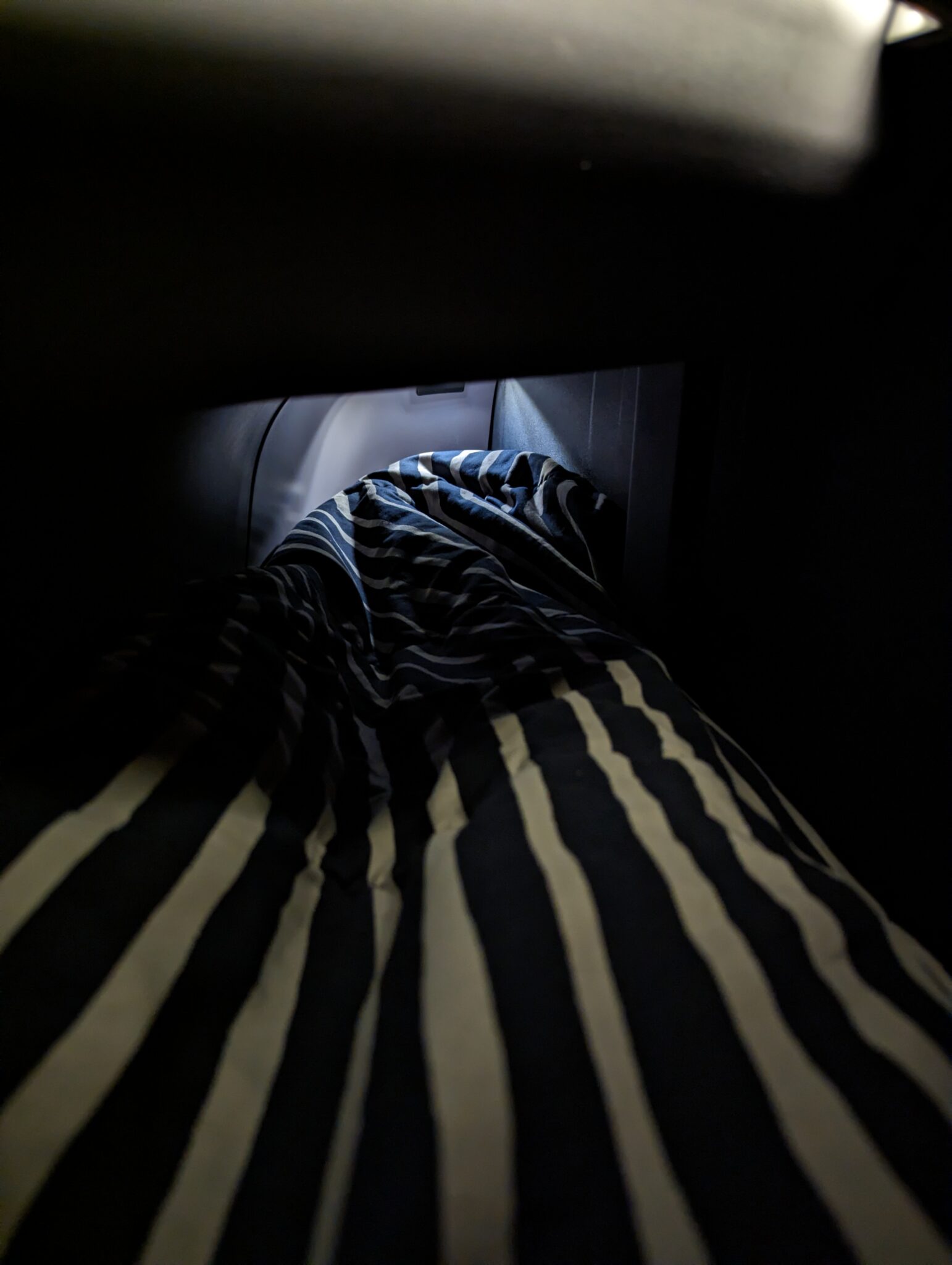 a blanket in a dark room