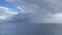 Morning showers over Moorea from Hilton Hotel Tahiti