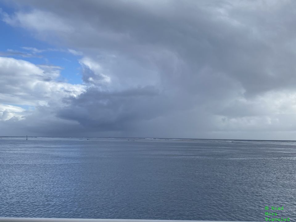 Morning showers over Moorea from Hilton Hotel Tahiti