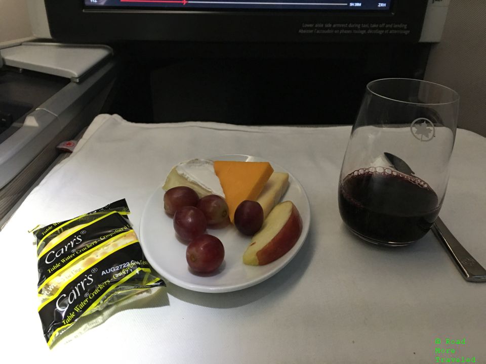 Air Canada B787-9 Business Class - cheese plate and port wine