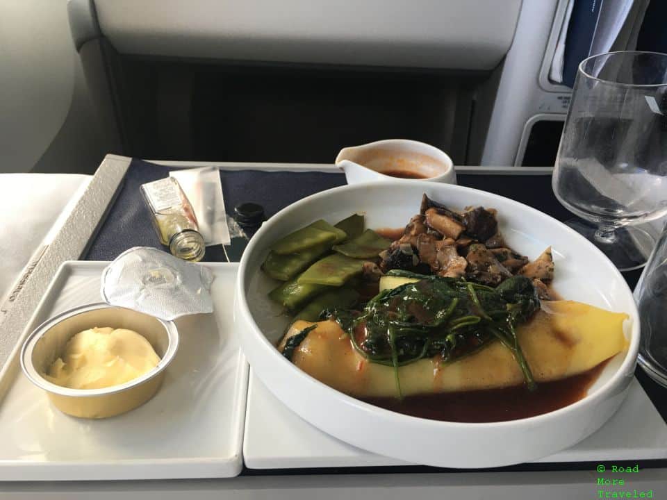 Air France B77W Business Class lunch - main course