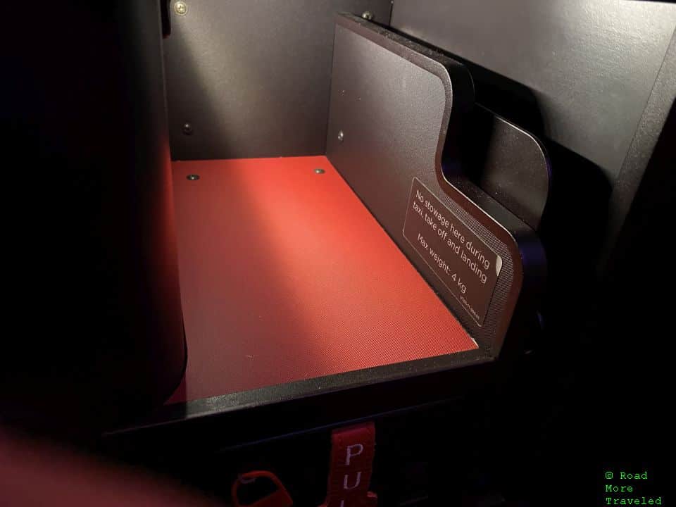 Virgin Atlantic Upper Class seat storage