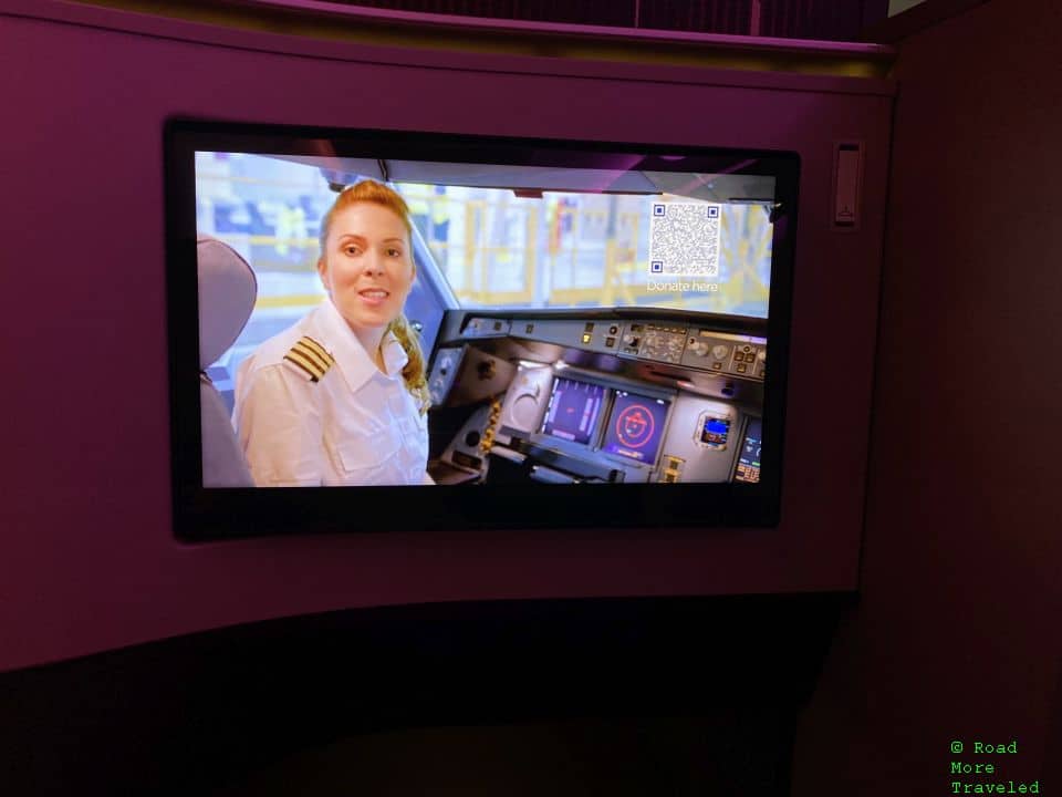 Virgin Atlantic Upper Class IFE screen