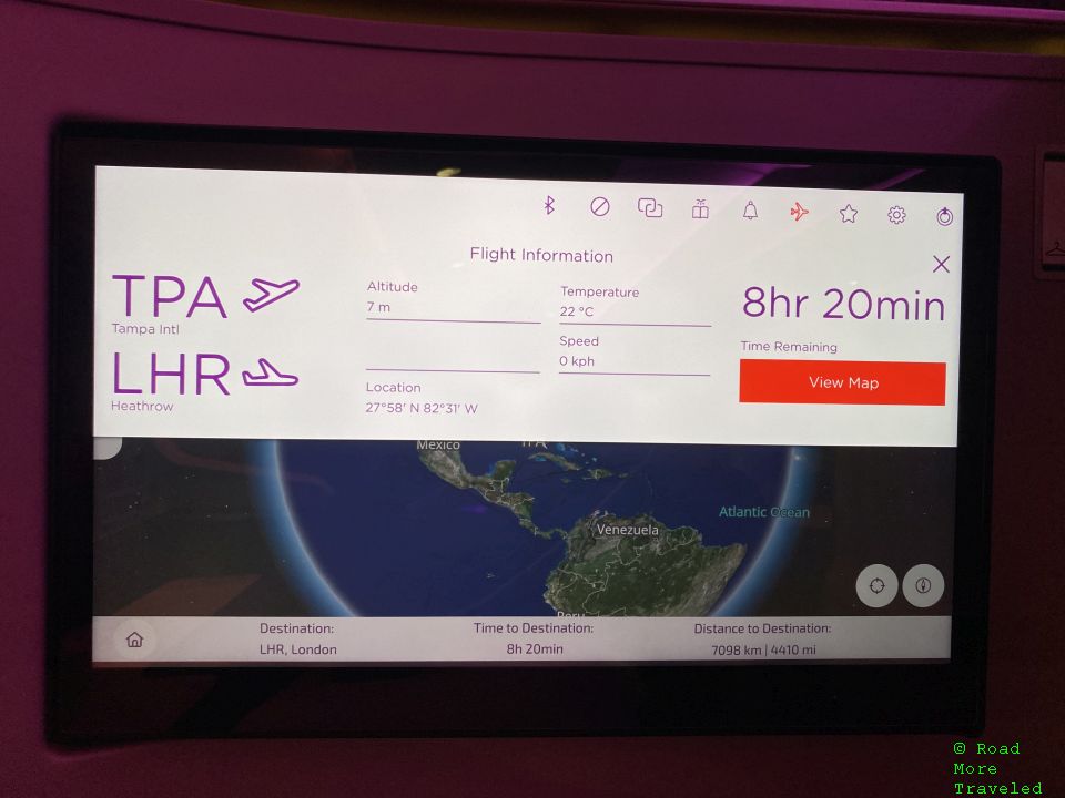 Virgin Atlantic flight information screen