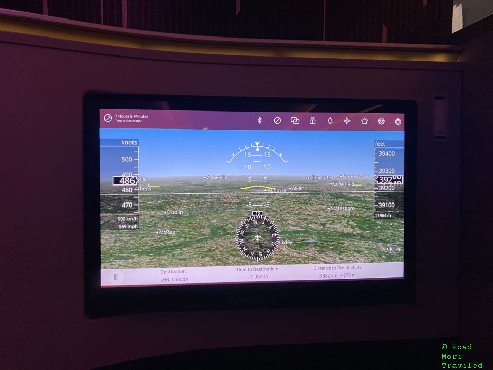 Virgin Atlantic moving map - horizon view