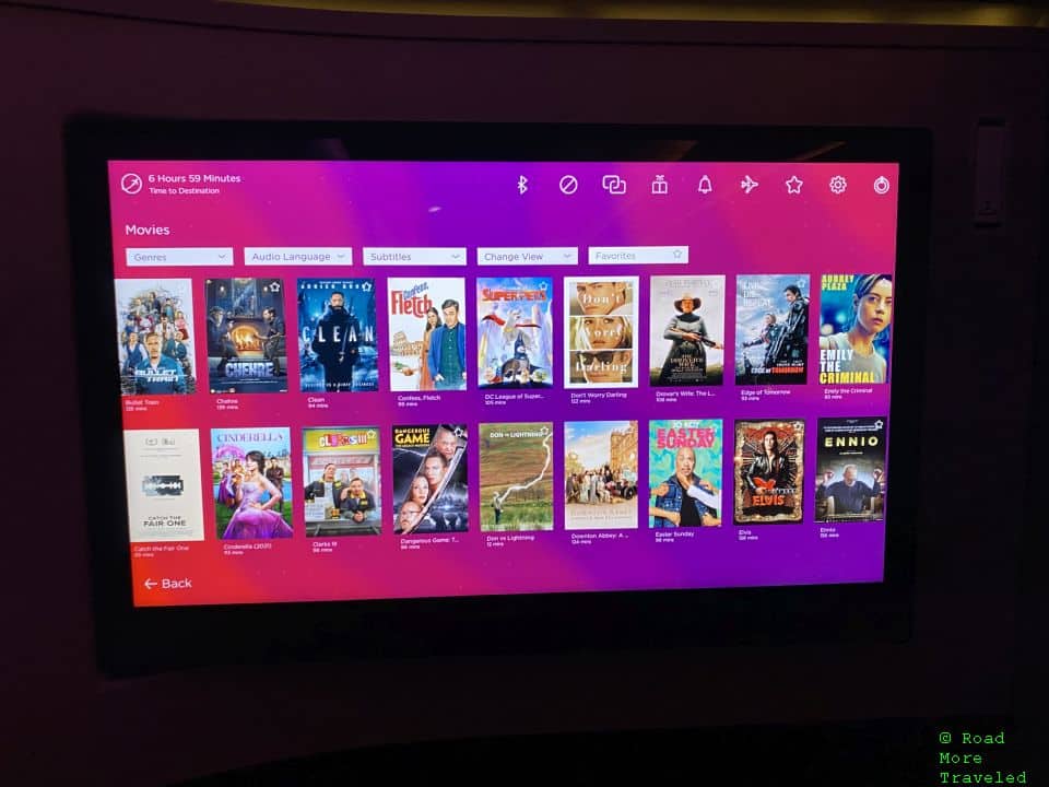 Virgin Atlantic entertainment system movies