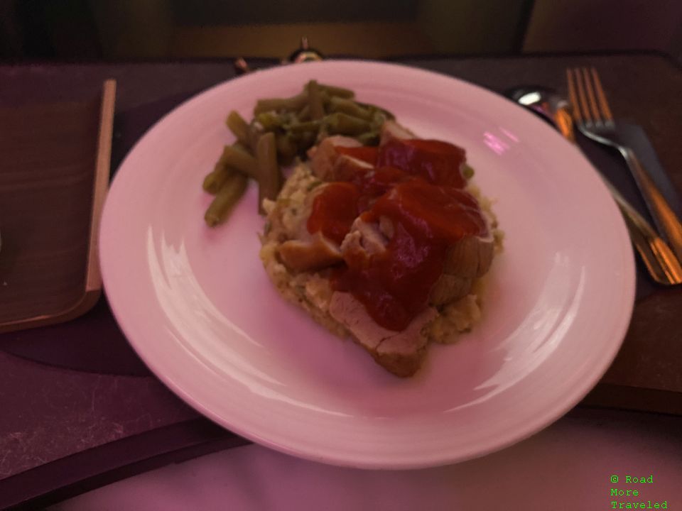 Virgin Atlantic A330-900neo Upper Class - pork loin main course