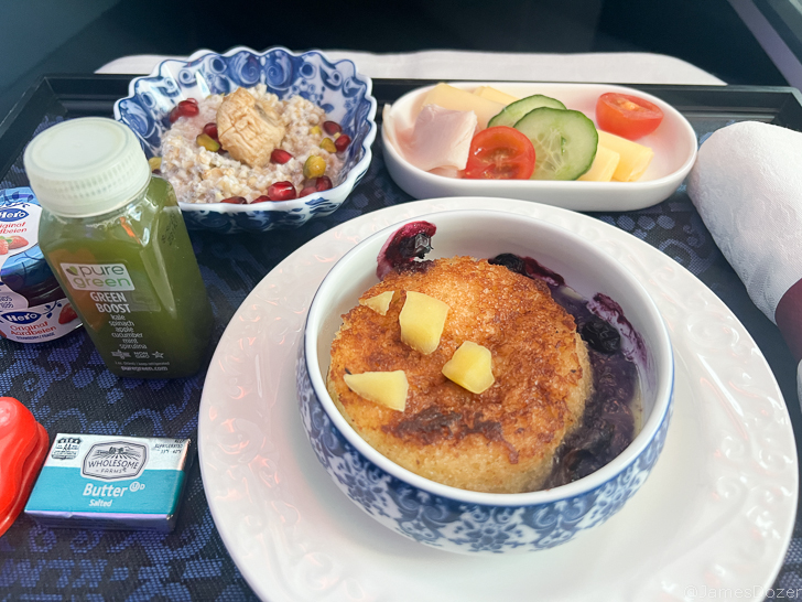 a plate of food on a tray