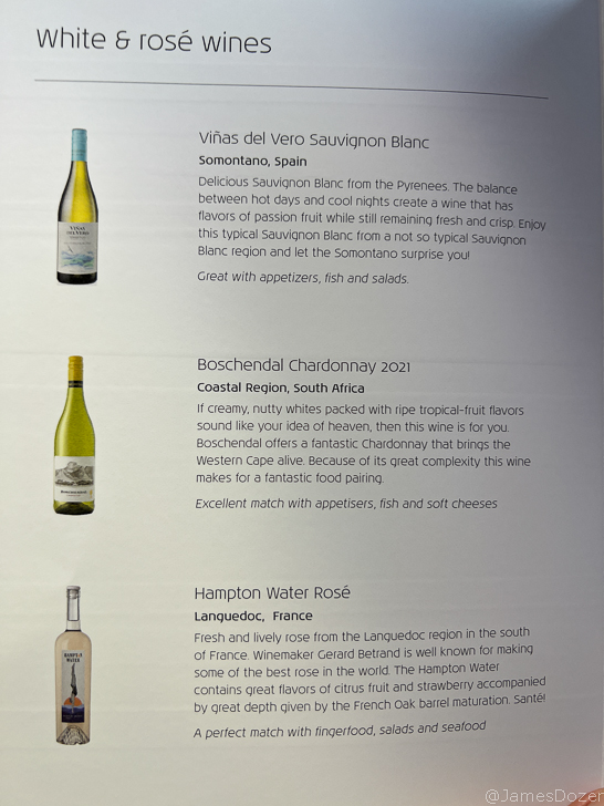 a menu of wine bottles