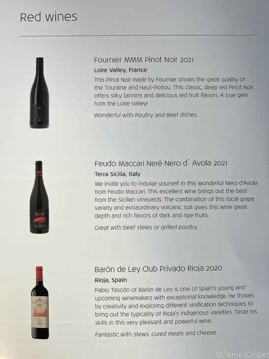 a menu of wine bottles