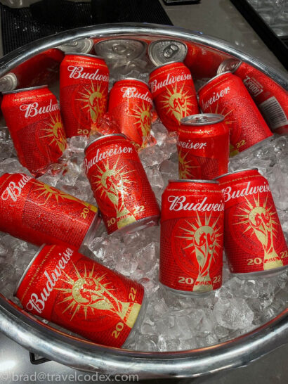 a bucket of cans of beer