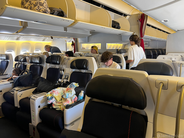a group of people in an airplane