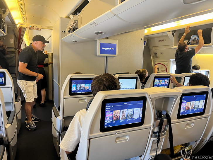 a group of people in an airplane