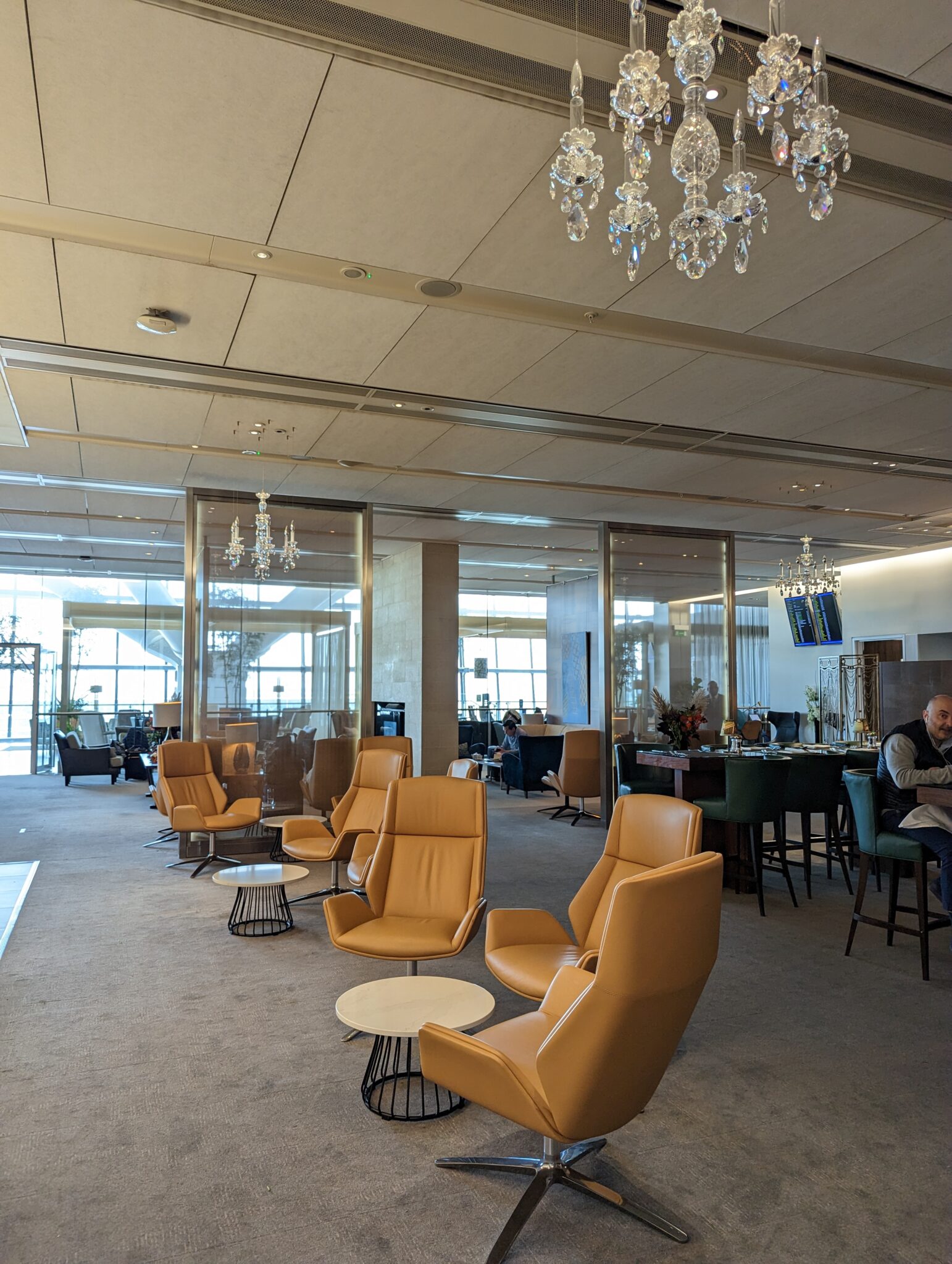 a room with chairs and tables