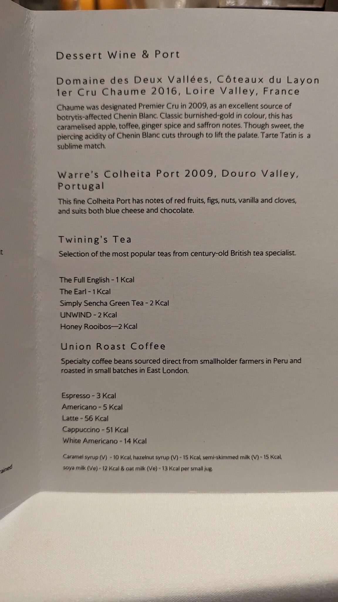 a menu of a coffee shop