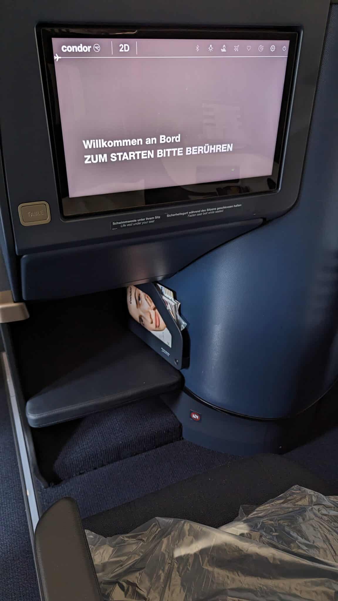 Condor Business class TV screens