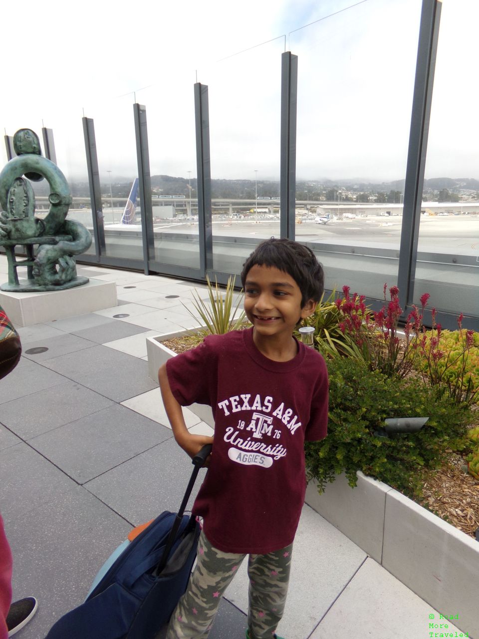 Having fun on the SFO international terminal observation deck