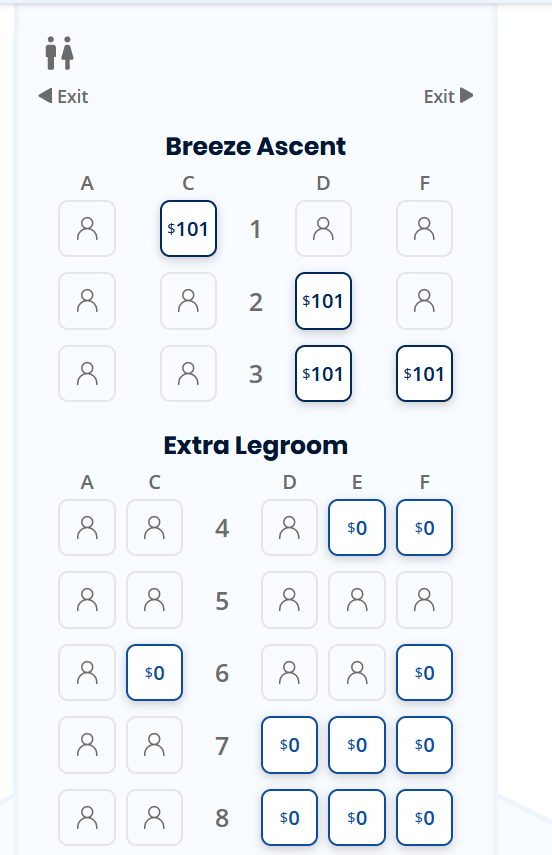 Breeze Airways Nicer seat fees