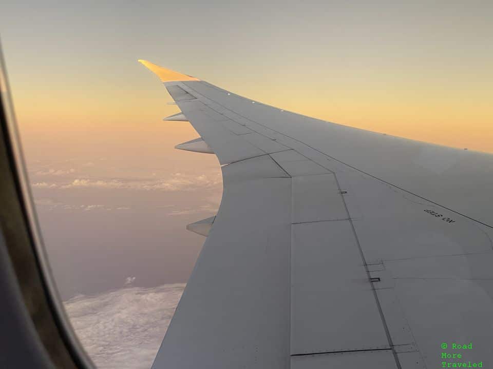 Sunset over Pacific on UA 787-10