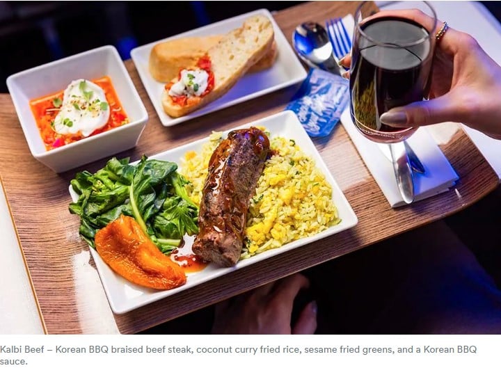 a plate of food with meat and vegetables