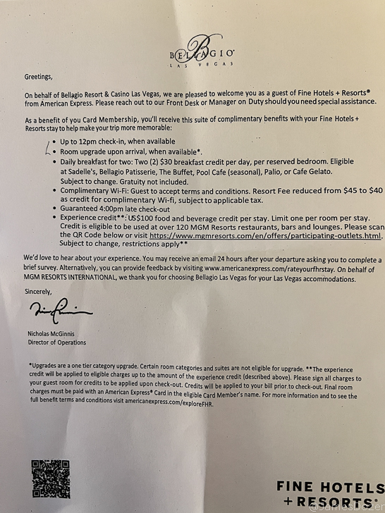 a letter to a hotel