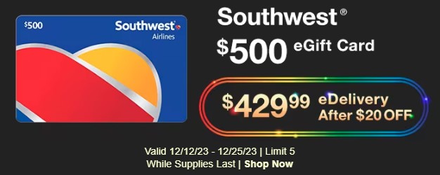 southwest airlines travel gift cards