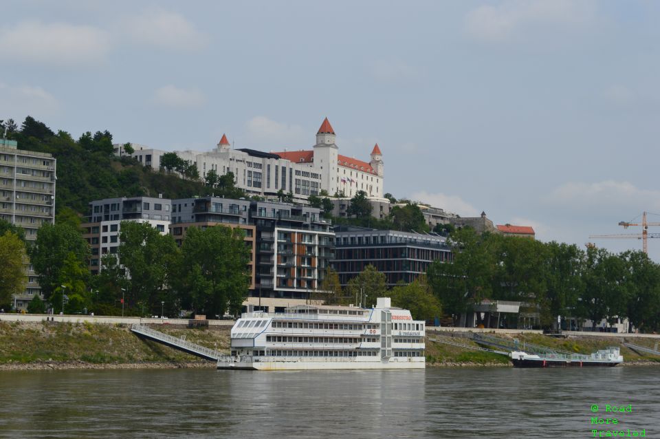 Bratislava Castle behind Danube riverfront