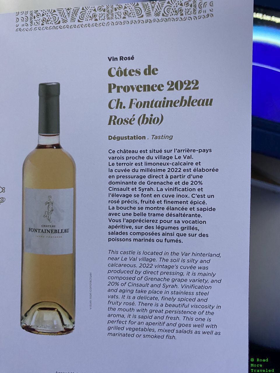 Air Tahiti Nui Business Class white wine