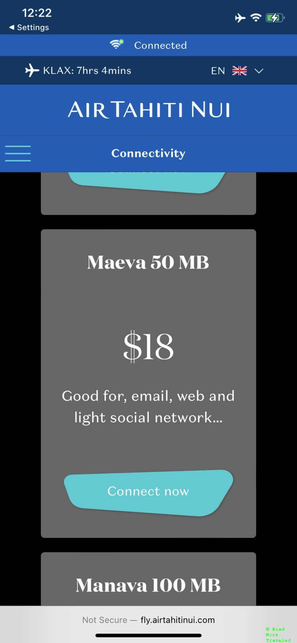 Air Tahiti 50 MB WiFi pricing