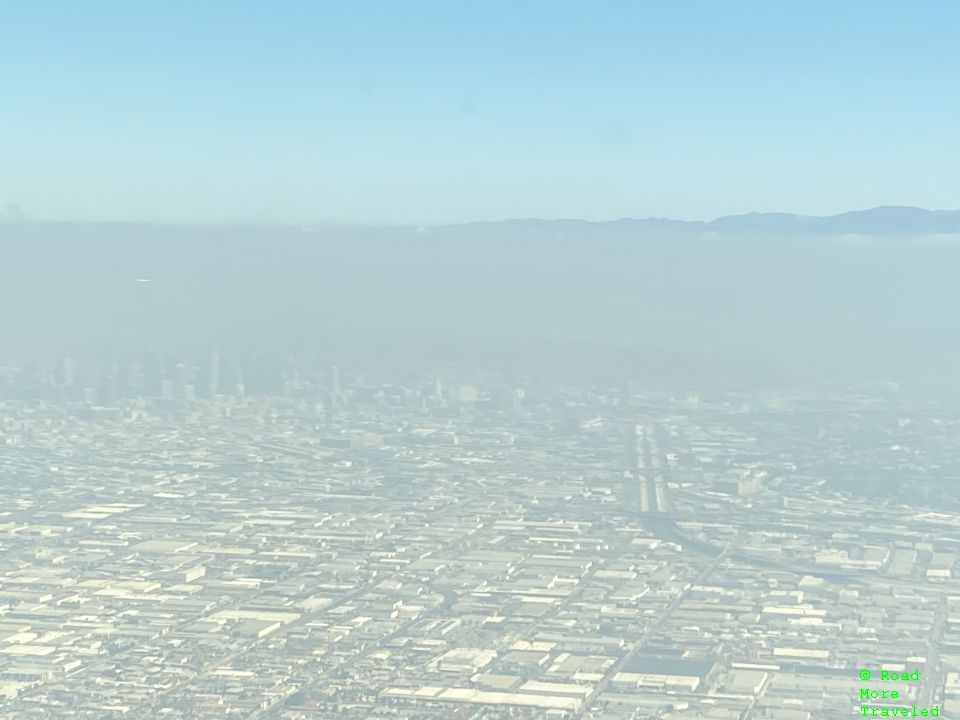 LA skyline on final approach to LAX