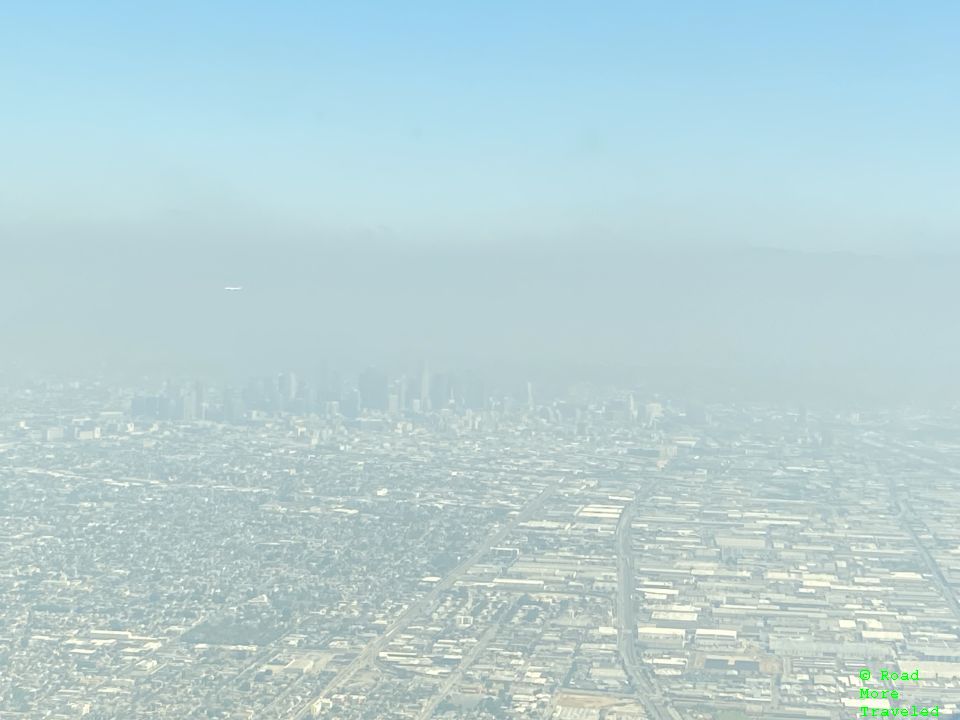 DTLA skyline approaching LAX