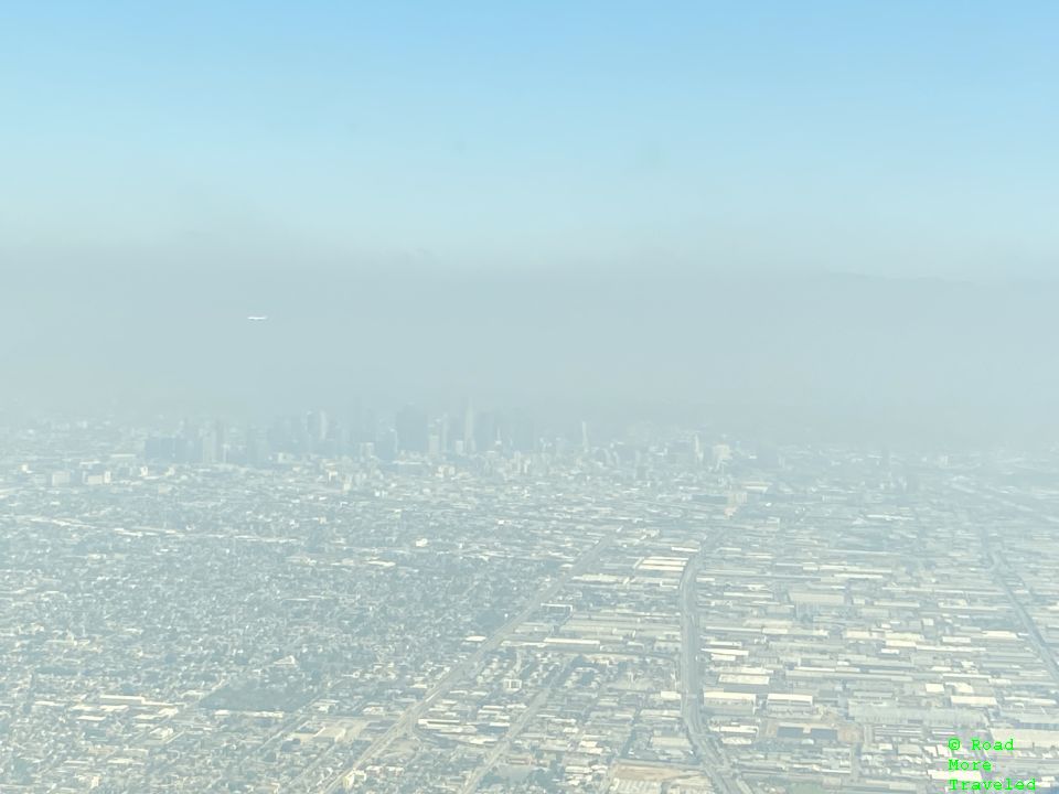 DTLA skyline approaching LAX