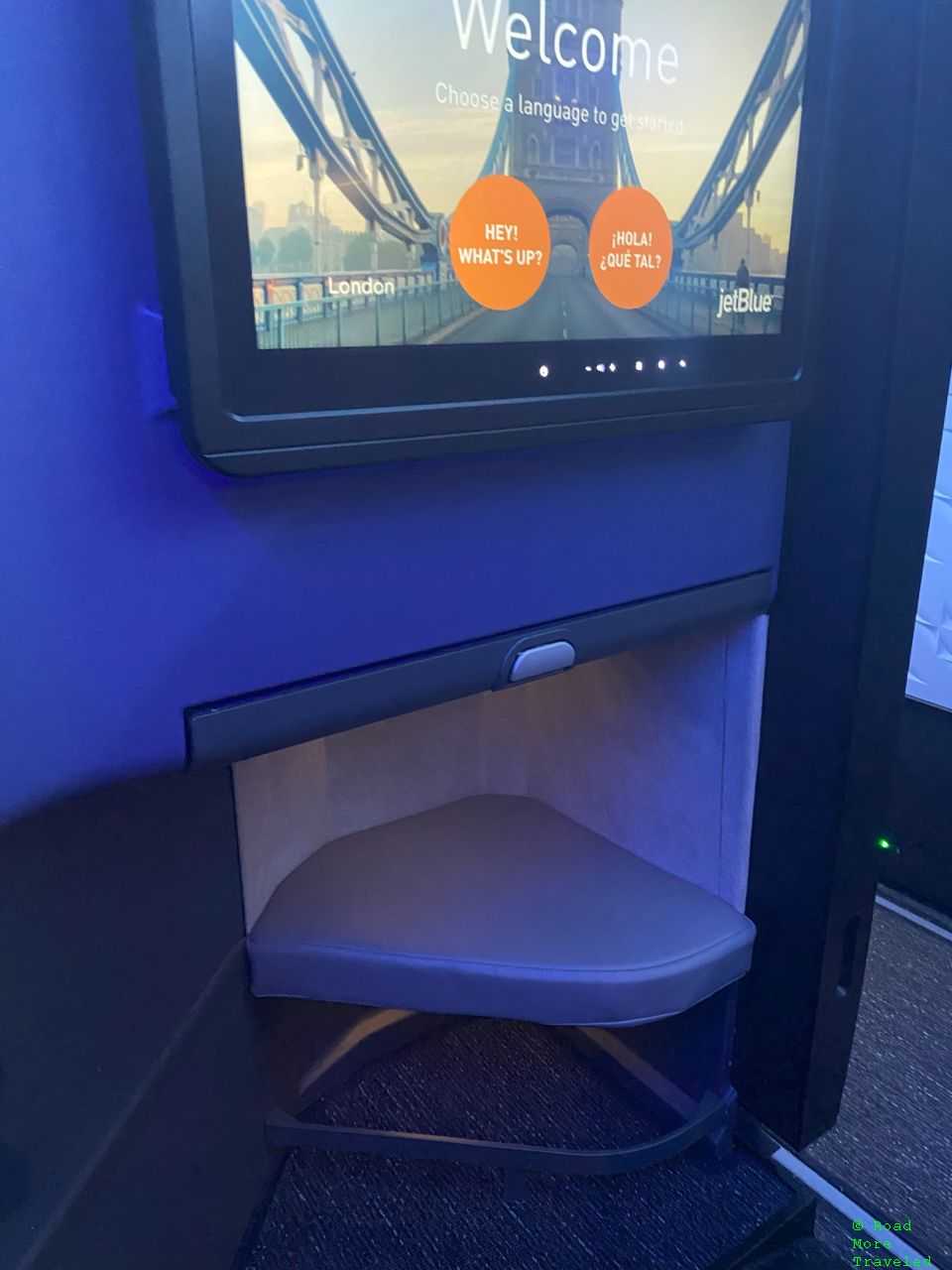 jetBlue Mint Suite underseat storage and laptop table