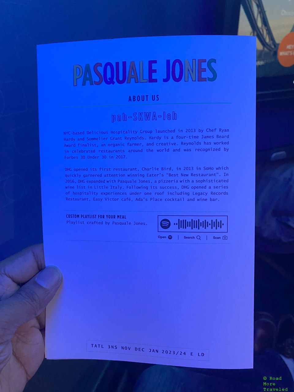 jetBlue Mint menu designed by Pasquale Jones