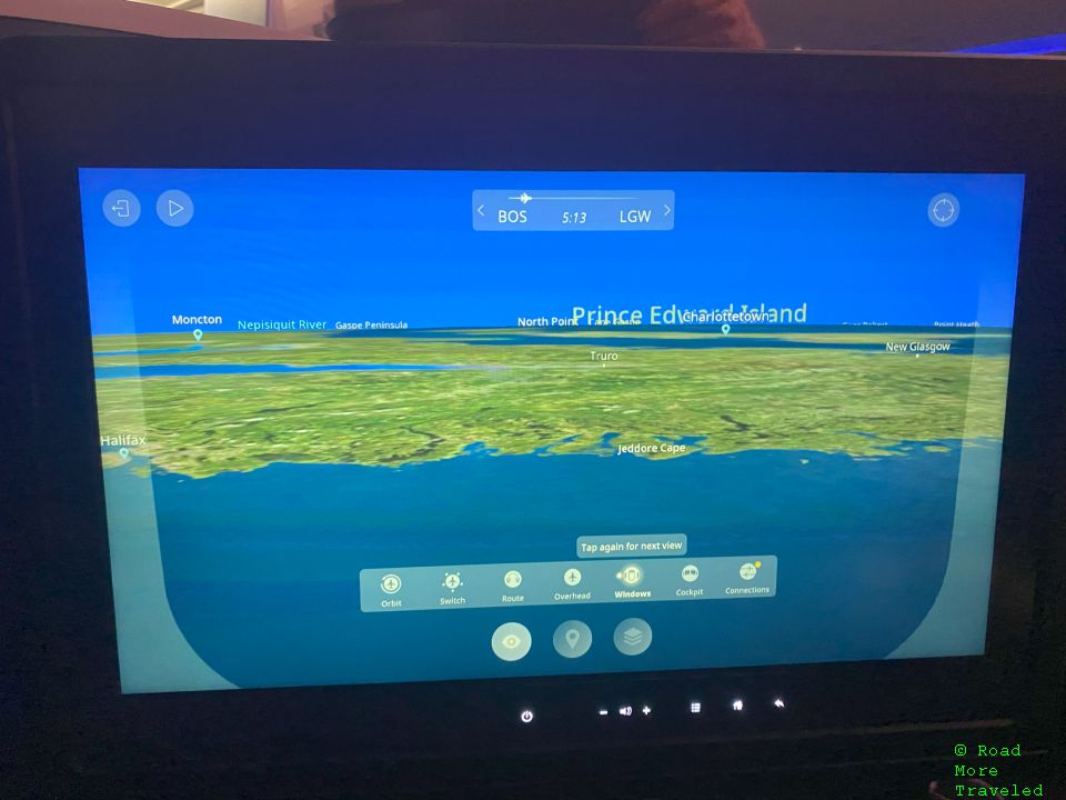 jetBlue moving map - flying past the Canadian maritimes