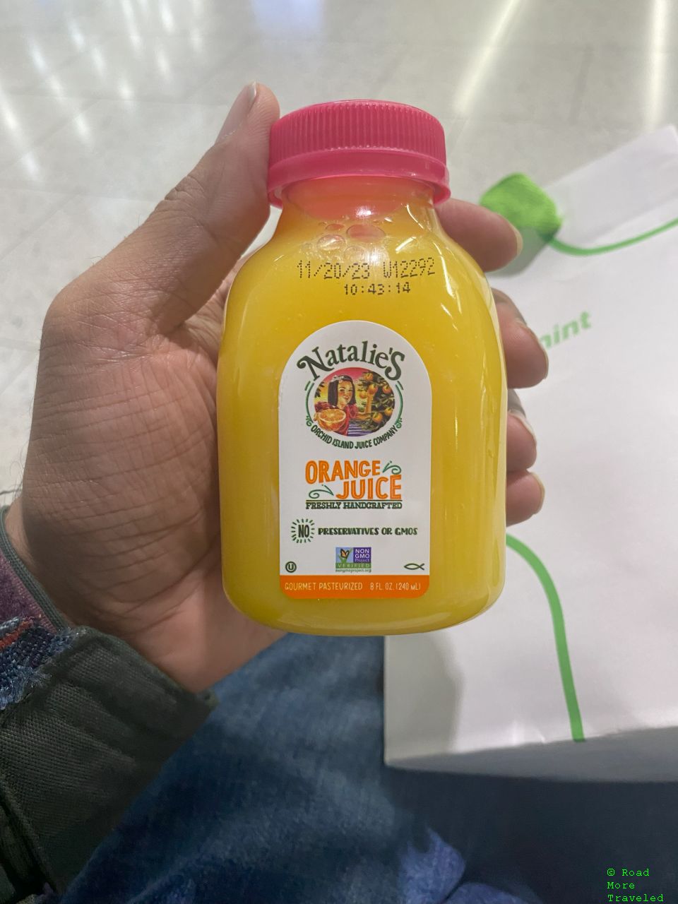 jetBlue Mint to-go breakfast - orange juice