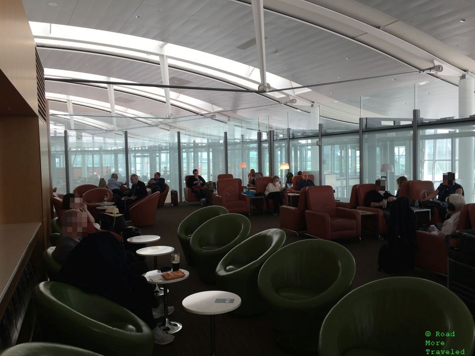 Air Canada Maple Leaf Lounge Toronto (International) - green circular lounge chairs