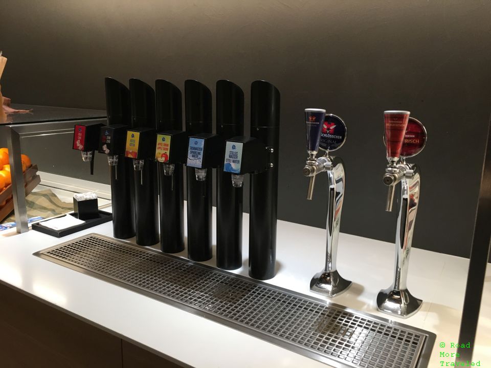 SWISS Business Lounge Zurich A Gates - soda fountain and beer tap