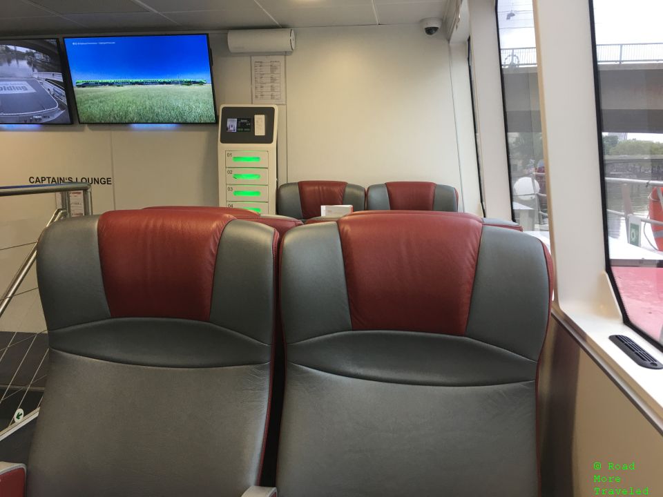 Twin City Liner Captain's Lounge front screen and phone charging box