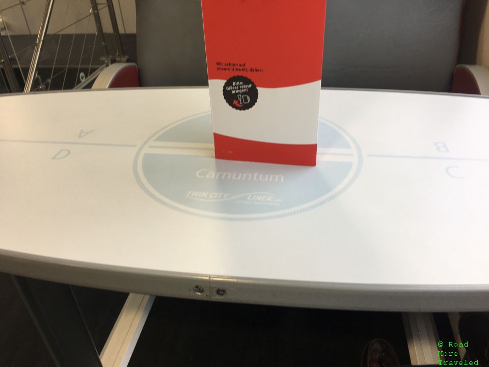 Twin City Liner Captain's Lounge table and menu