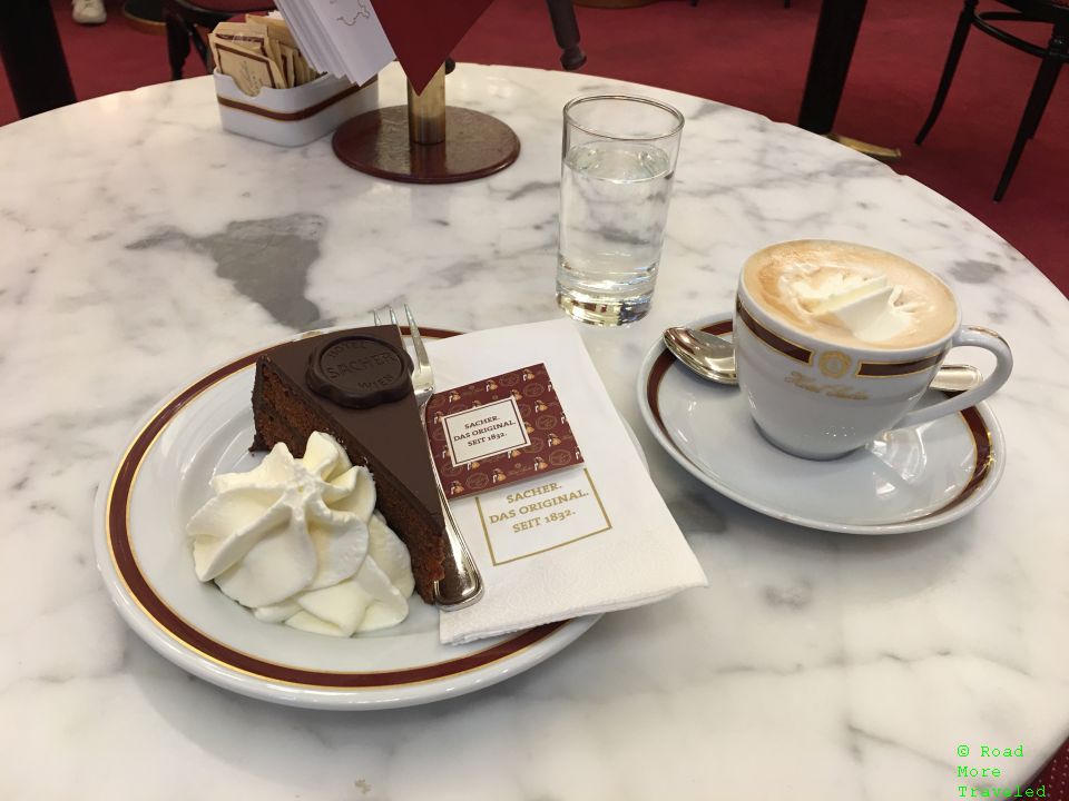 Sacher torte and coffee at Cafe Sacher