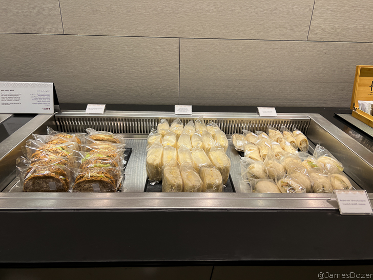 a counter with sandwiches and sandwiches