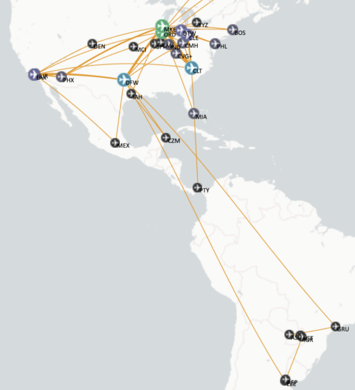 a map of the world with many connected lines