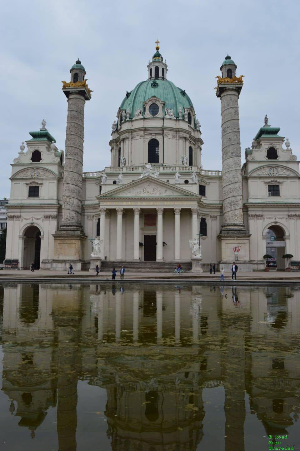Karlskirche and pool reflection, Vienna