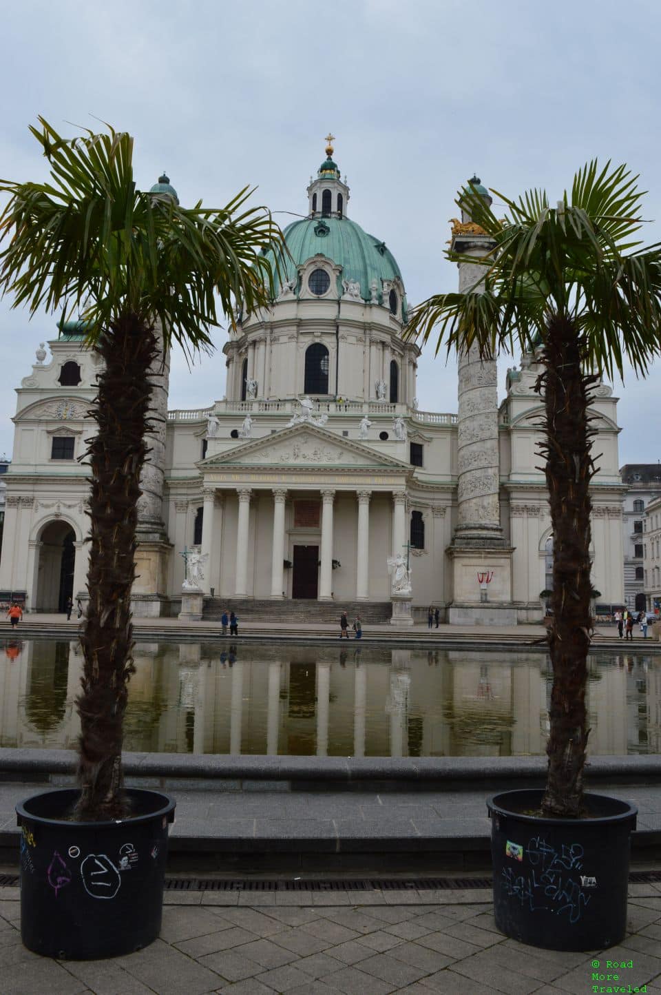 Karlskirche with palm trees, Vienna