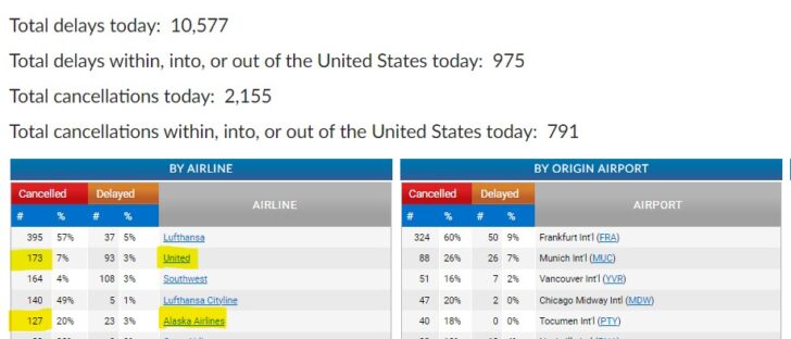 a screenshot of a flight schedule