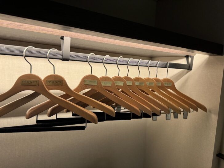 a row of swingers on a rack