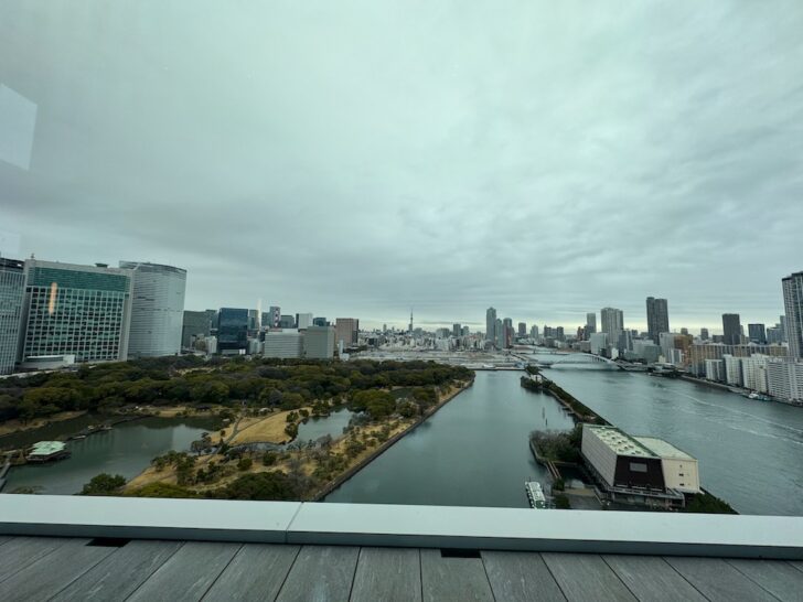 a view of a city from a balcony