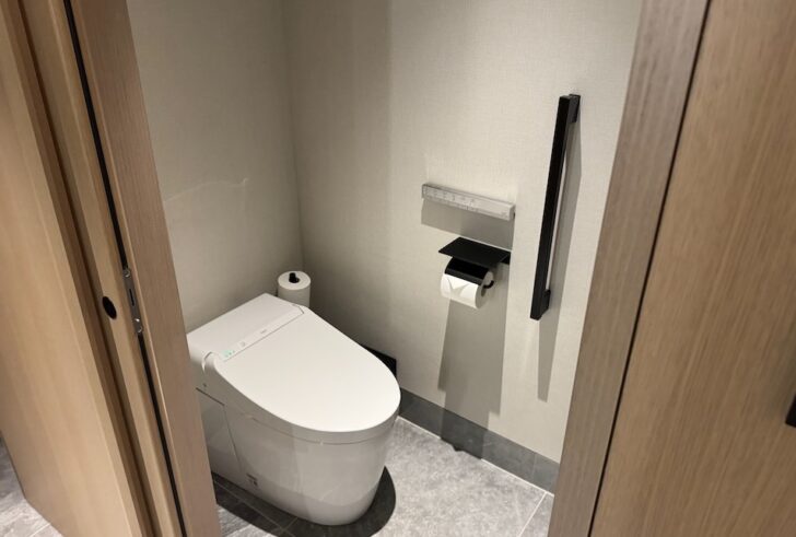 a toilet in a bathroom